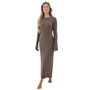 NWT Worth Collective Colette Premium Long Sleeved Ribbed Knit Maxi Dress